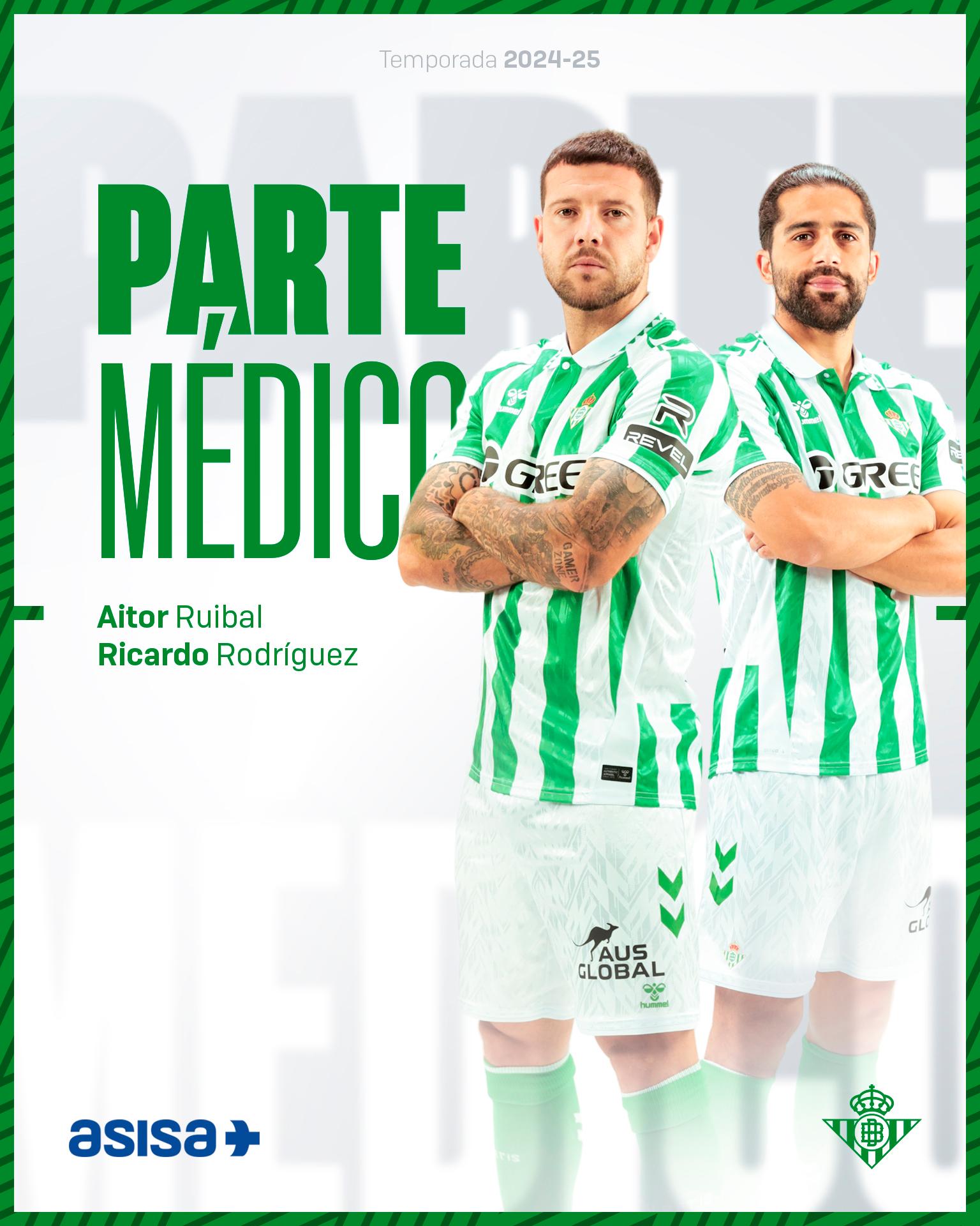 El Betis ya conoce el parte médico de Ruibal y Ricardo Rodríguez